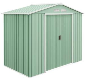 Outsunny Zahradní Kůlna 2,5 m², Kůlna se Šikmou Střechou, Posuvné Dveře, Základna, 213 x 130 x 185 cm, Kůlna z Pozinkované Oceli, Odolná proti Povětrn