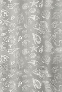 Erga Peva, sprchový závěs s háčky (12ks) 200x180 cm, šedá vzor Mare, ERG-08269