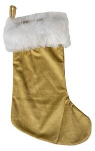 Vánoční zlatá punčocha s bílým kožíškem - 30*45 cm