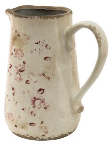 Béžový keramický džbán s jemnými kvítky Flerrié - 16*11*18 cm