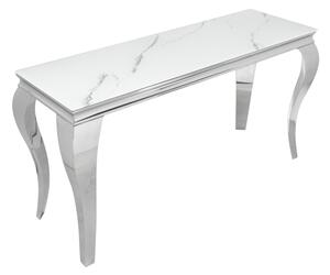 Designový konzolový stůl Rococo 145 cm stříbrný - mramor - Skladem