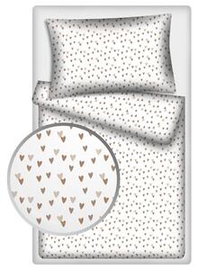 Povlečení hladká bavlna LUX HNĚDÁ SRDCE - 140/200 + 70/90 cm