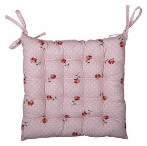 Růžový bavlněný podsedák s výplní s růžemi Dotty Rose - 40*40*4 cm