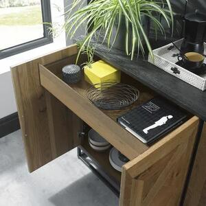 LivinHill Komoda Indus 160 cm z masivu dub přírodní/grafit