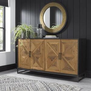 LivinHill Komoda Indus 160 cm z masivu dub přírodní/grafit