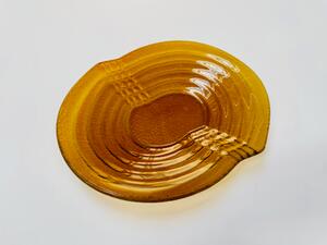 STAP skleněná designová mísa na ovoce ve stylu Art Deco 25 x 22 cm medově zlatá barva