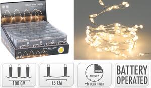 Mondex Světelný LED řetěz s časovačem Fuller II 100 cm teplý bílý