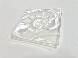 Skleněný čtvercový talíř OCEAN, 20 x 20 cm, čiré sklo