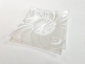 OCEAN designový skleněný čtvercový talíř 30x30 cm čiré sklo