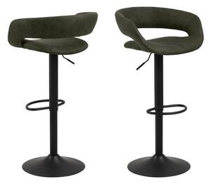 Designová barová židle Natania olivově zelená a černá - otevřené balení