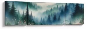 Obraz - Lesní krajina s mlhou (170x50 cm)