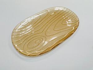 LUNOR skleněný strukturovaný podnos 45 x 25 cm dekor šampaň metalický efekt