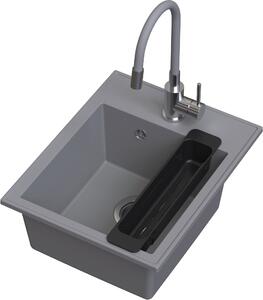 Ruvetti Natu Box dřez s baterií a příslušenstvím šedá/ocel LP_3200-NB4050GR_W