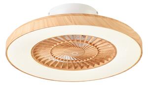 Stropní ventilátor s dřevěným potiskem a hvězdným efektem 60 cm vč. LED stmívatelný s dálkovým ovládáním - Climo