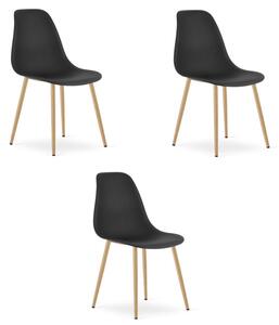 Set tří jídelních židlí WAT černý - naturální nohy (3 ks)