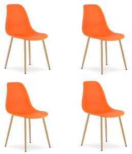 Set čtyř jídelních židlí WAT oranžový - naturální nohy (4 ks)