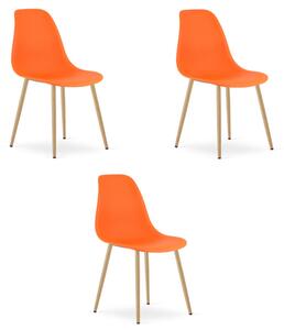 Set tří jídelních židlí WAT oranžový - naturální nohy (3 ks)