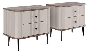 Set nočních stolků Vesper 56 cm - kašmírová / ořech / černé nohy