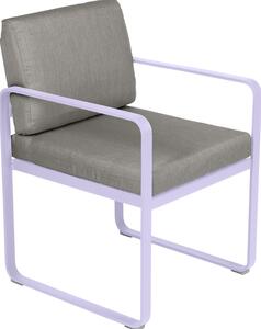 Šedohnědá čalouněná zahradní židle Fermob Bellevie s fialovou podnoží