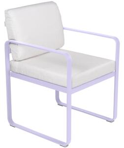Bílá čalouněná zahradní židle Fermob Bellevie s fialovou podnoží