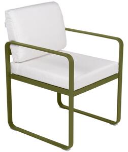 Bílá čalouněná zahradní židle Fermob Bellevie se zelenou podnoží