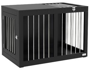 PawHut Psí Kotec Nábytek se 2 Dveřmi, Ocelový Psí Kotec pro Domácí Použití, Psí Dům pro Střední Psy do 20 kg, Boční Stolek, Psí Kotec 80 x 50 x 56,5 c