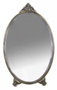 Bronzové antik oválné stolní zrcadlo s ozdobou Bariet - 15*0,5*26 cm