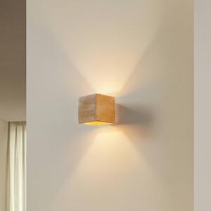 SOLLUX LIGHTING Nástěnné světlo Ara jako dřevěná kostka, stmívatelný, Světlé dřevo, Obývací pokoj / jídelna, Dřevo, Moderní, Nástěnné svítidlo / světlem dolů