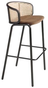 Hnědá sametová barová židle Angel Cerdá No. 4128, 75 cm