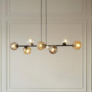 EMIBIG LIGHTING Závěsné světlo Glassy, 8 žárovek, černé, grafit/jantar/čiré, stmívatelný, Černá, Obývací pokoj / jídelna, Sklo, Moderní, Koule