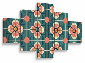 Obraz - Retro vzor s květy (125x70 cm)
