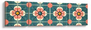 Obraz - Retro vzor s květy (170x50 cm)