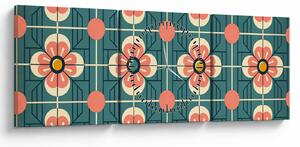 Obraz - Retro vzor s květy (s hodinami) (90x30 cm)
