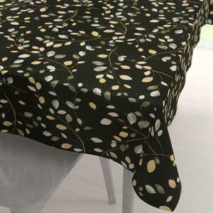 Biante Bavlněný obdélníkový ubrus Sandra SA-722 Větvičky s lístky na tmavě zeleném 50x100 cm