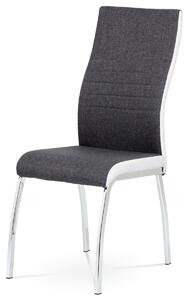 Jídelní židle DCL-433 GREY2 látka šedá, koženka bílá, chrom
