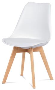 Jídelní židle CT-752 WT plast a koženka bílá, masiv buk