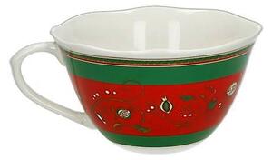 Vánoční velký šálek na čaj, cappuccino 450ml Tempo di Festa BRANDANI (barva - porcelán, bílá/červená/zelená)