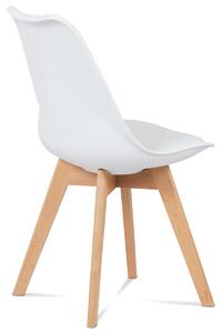 Jídelní židle CT-752 WT plast a koženka bílá, masiv buk