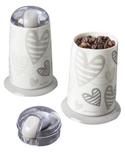 Elektrický mlýnek na kávu Batticuore BRANDANI (barva - krémová s šedými srdíčkami)