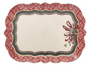 Vánoční tác na cukroví 33,5x25 cm CANTICO BRANDANI (barva - bílá/červená/zelená)