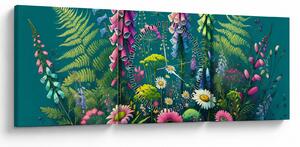 Obraz - Luční kvítí (s hodinami) (90x30 cm)