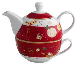 Vánoční čajový set ALLELUIA BRANDANI (barva - porcelán, bílá/červená/zlatá)