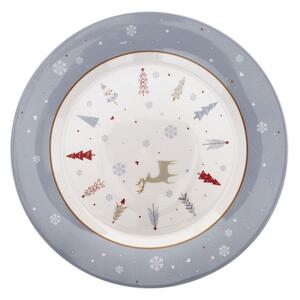 Vánoční jídelní 18-ti dílná sada talířů Fiocco di Neve BRANDANI (barva - porcelán, bílá/modrá/šedá/červená)