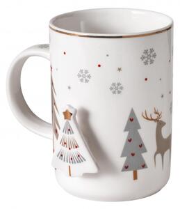 Vánoční hrnek 300 ml motiv stromeček Fiocco di Neve BRANDANI (barva - porcelán, bílá/červená/zlatá)