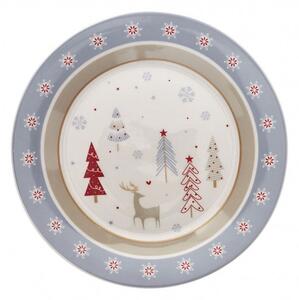 Vánoční jídelní 18-ti dílná sada talířů Fiocco di Neve BRANDANI (barva - porcelán, bílá/modrá/šedá/červená)