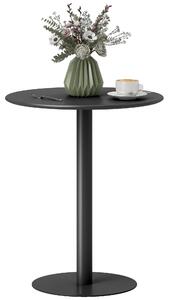 HOMCOM Jídelní stůl, Kulatý stůl pro 2 osoby, Moderní jídelní stůl do obývacího pokoje a zahrady, Ocel, Ø60 x 72 cm, Černý | Aosom