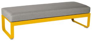 Šedohnědá čalouněná lavice Fermob Bellevie 148 cm se žlutou podnoží