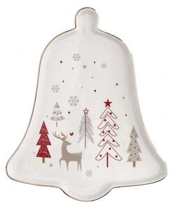 Vánoční tác ve tvaru zvonu Fiocco di Neve BRANDANI (barva - bílá/červená/zlatá)