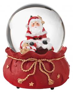 Vánoční hrací sněžítka Santa Claus s medvídkem VÁNOCE BRANDANI (barva - červená)