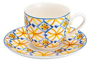 Sada 6 kusů šálků s podšálky na kávu 90ml Medicea I. BRANDANI (barva - keramika,žlutá,modrá,bílá)